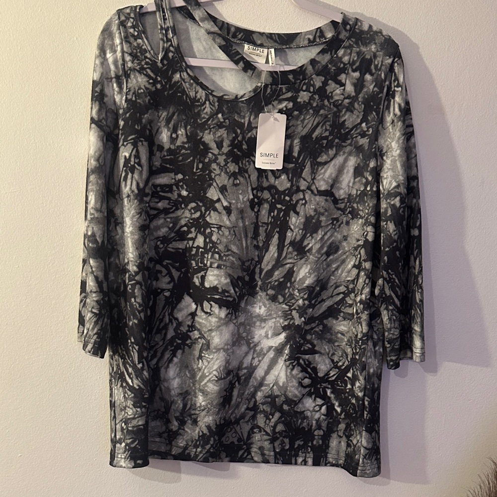Simple Black & White Tie-Dye Long Sleeve Tee